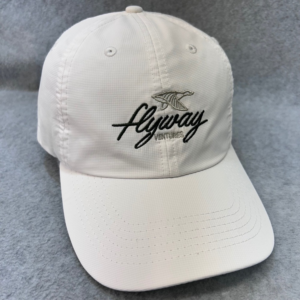 Flyway Ventures Mens White Imperial Performance Hat Ripstop Duck Logo OSFA